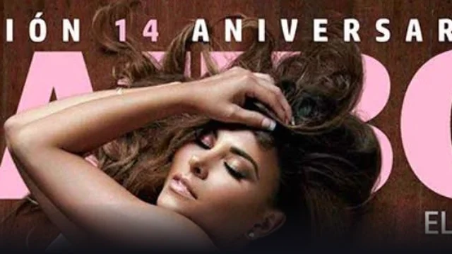 Parte superior de la portada de Playboy México, edición del 14 aniversario de octubre de 2016, con Gaby Ramírez