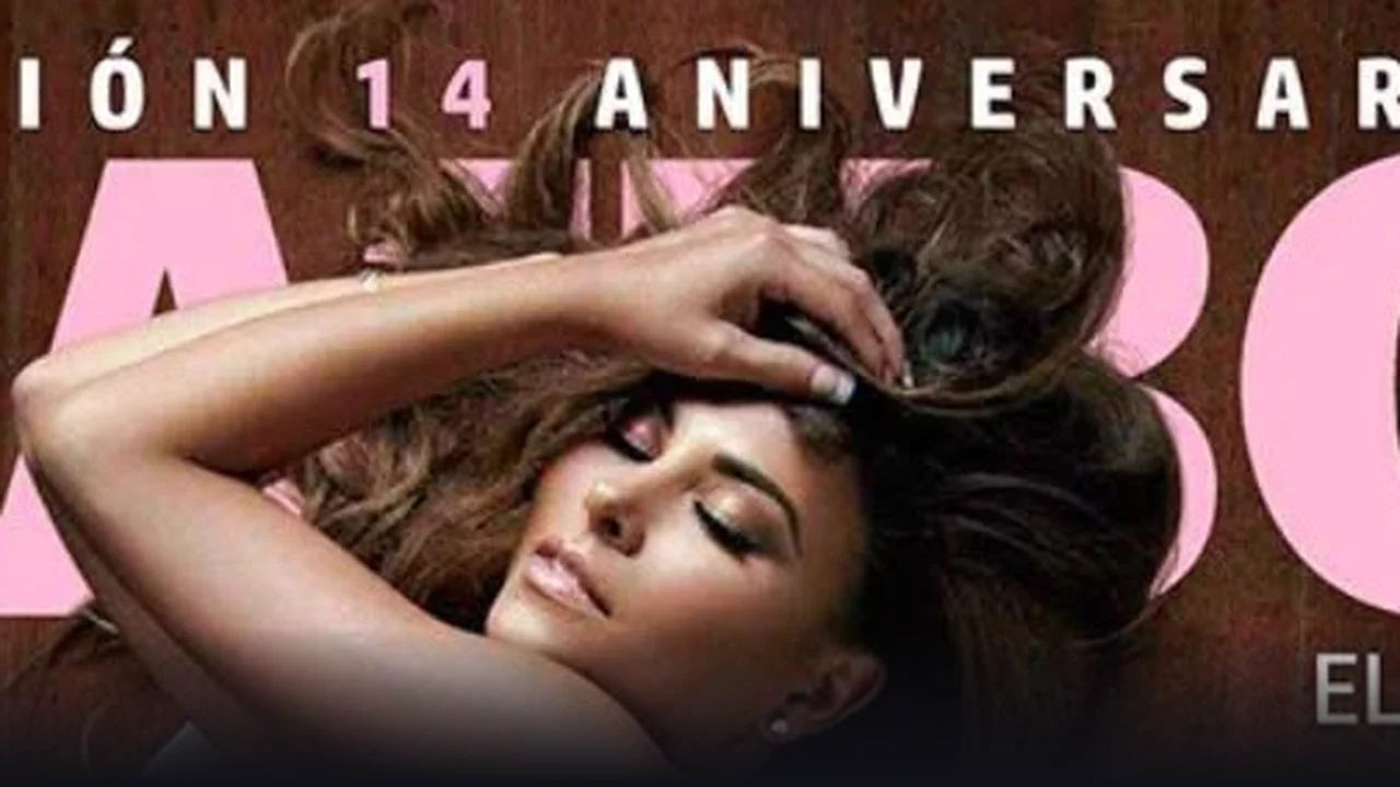 Parte superior de la portada de Playboy México, edición del 14 aniversario de octubre de 2016, con Gaby Ramírez